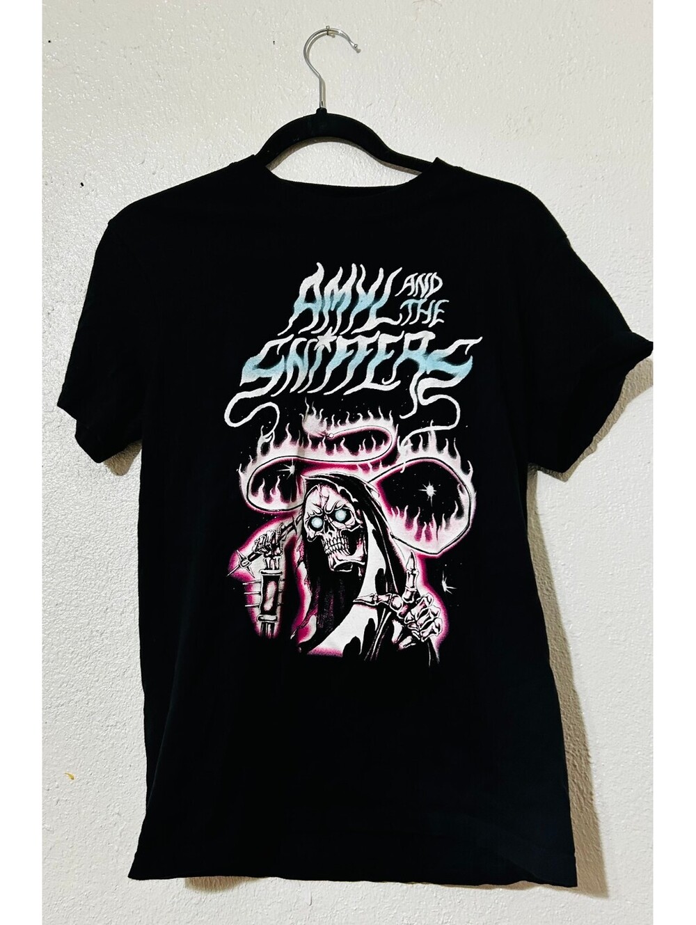 Amyl and the Sniffers Band Tee Grim Reaper Cowboy Black Comfort Colors Size S
